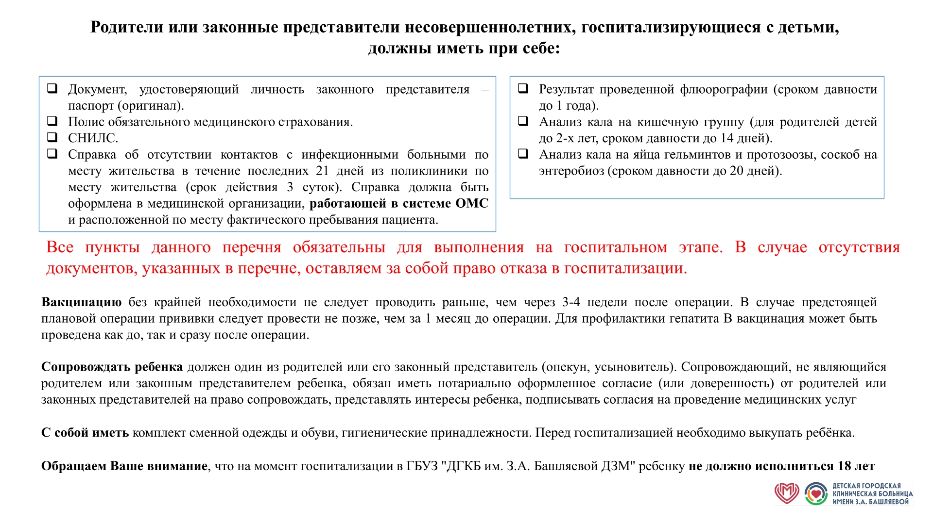 Необходимые документы и анализы для госпитализации